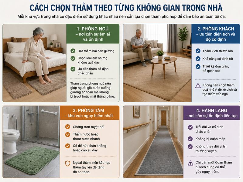 Cách chọn thảm theo từng không gian trong nhà
