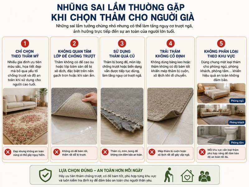 Những sai lầm thường gặp khi chọn thảm cho người già